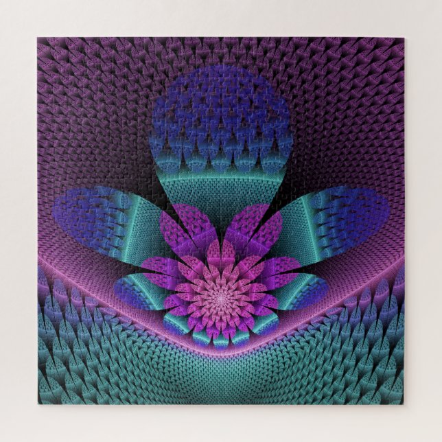 Unusual Patterned Colourful Fantasy Flower Fractal Jigsaw Puzzle (Vertical)