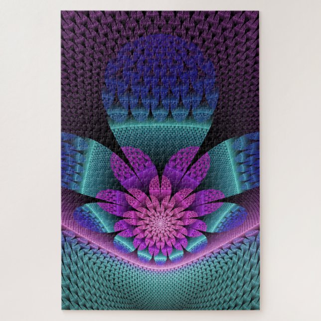 Unusual Patterned Colourful Fantasy Flower Fractal Jigsaw Puzzle (Vertical)