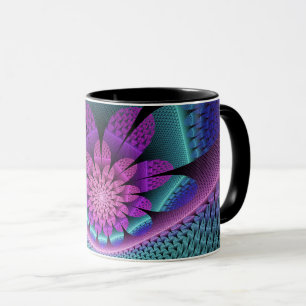 Unusual Patterned Colourful Fantasy Flower Fractal Mug