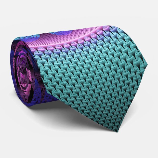 Unusual Patterned Colourful Fantasy Flower Fractal Tie (Rolled)
