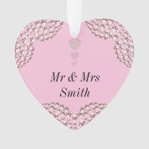 Unusual pretty personalised wedding ornament gift