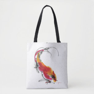Unusual Rooster. Calligraphy and watercolor. Tote Bag