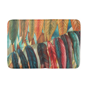 unusual stylised autumn leaf colours modern  bath mat