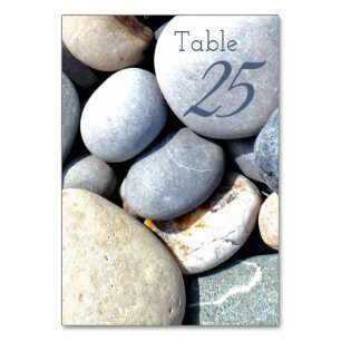 Unusual Stylish Rustic Informal Beach Pebbles Table Number