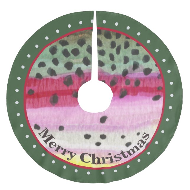 Unusual Trout Fly Fishing Brushed Polyester Tree Skirt (Front)
