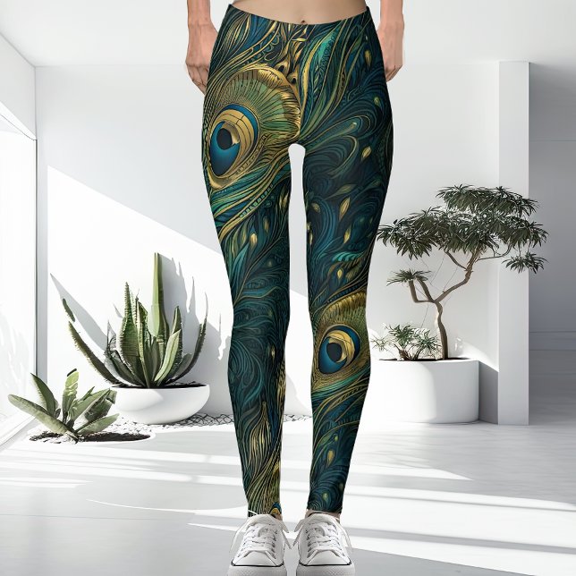 Unusual + Unique Highly Detailed Peacock Feather  Leggings (Creator Uploaded)