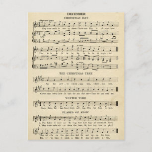 Unusual Vintage Christmas Music Sheet Songs Holiday Postcard