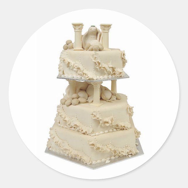 Unusual Wedding Cake Classic Round Sticker (Front)