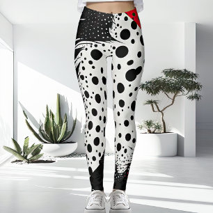 Unusual White Red and Black Modern Ladies Leggings
