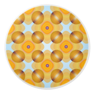 Unusual Yellow Geometric Ceramic Knob