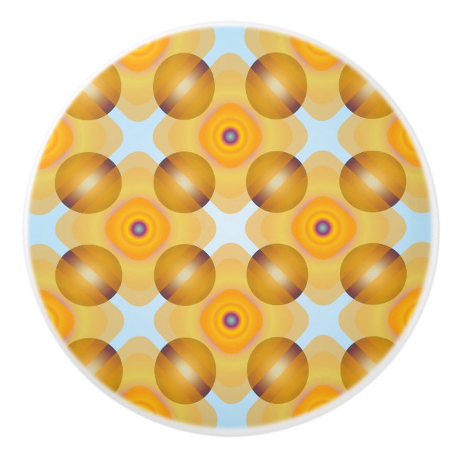 Unusual  Yellow Geometric Ceramic Knob (Front)