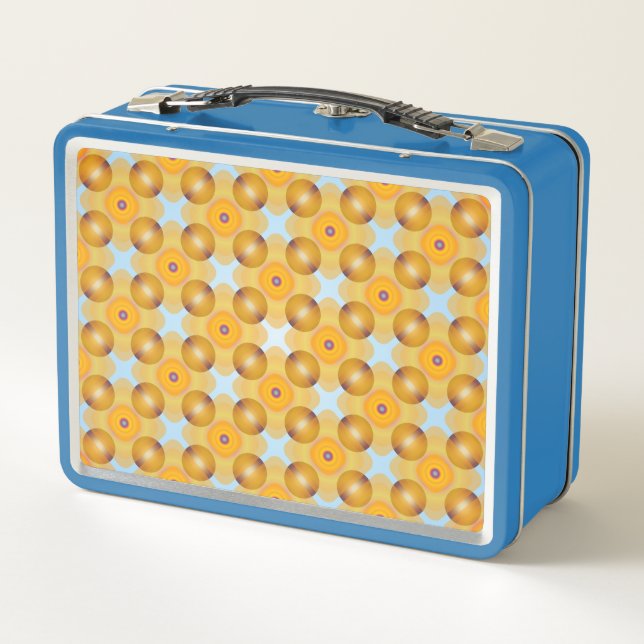 Unusual  Yellow Geometric Metal Lunch Box (Back)