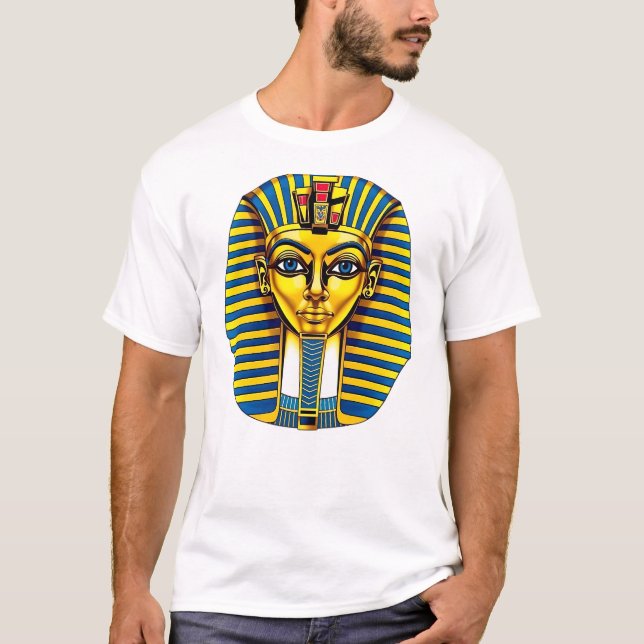 Unveil the Legend: Tutankhamun Pharaoh Mask T-Shirt (Front)
