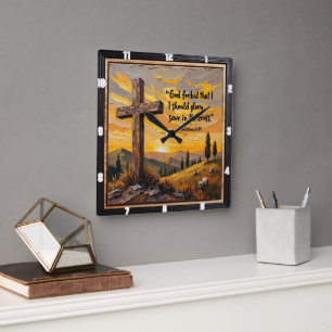 Unwavering Faith: Cross's Enduring Power Square Wall Clock