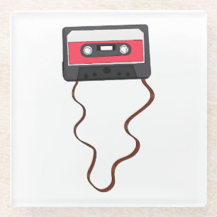 Unwound Cassette Tape Mixtape Retro Vintage Glass Coaster