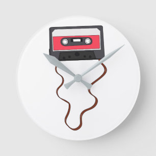 Unwound Cassette Tape Mixtape Retro Vintage Round Clock