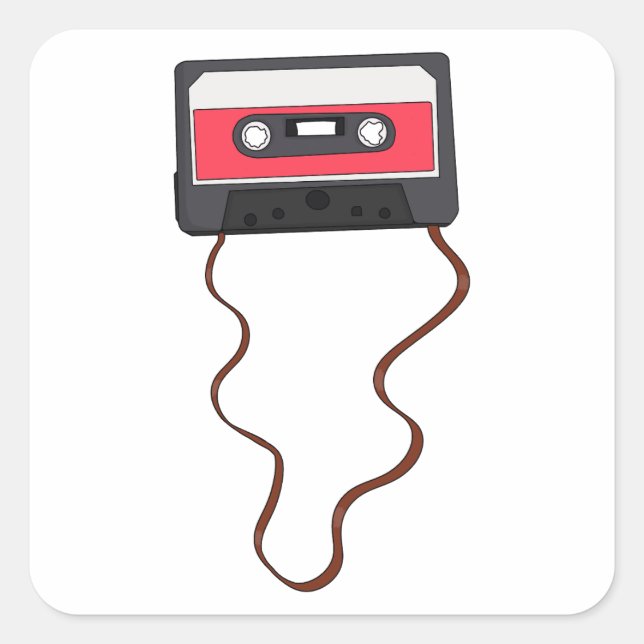 Unwound Cassette Tape Mixtape Retro Vintage Square Sticker (Front)