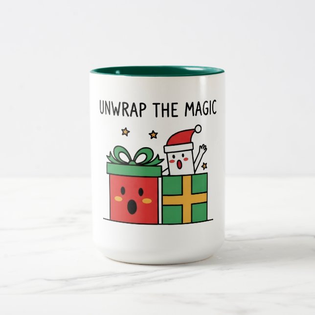 Unwrap the Magic Christmas Two-Tone Coffee Mug (Center)