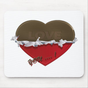 unwrapped chocolate heart love you mouse pad