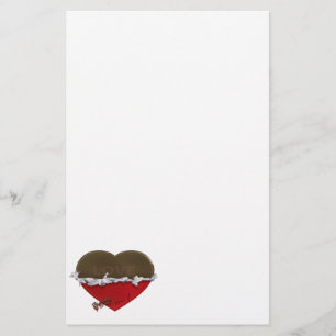 unwrapped chocolate heart love you stationery