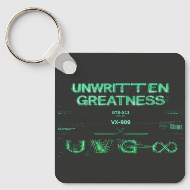 "Unwritten Greatness" Cyberpunk Keychain (Front)