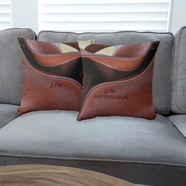 Unzipped Brown Faux Leather Customisable Cushion (Creator Uploaded)