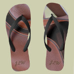 Unzipped Leather Personalised with Initials Thongs<br><div class="desc">These Unzipped Leather flip flops are a fun twist on faux leather! These flip flops design, inspired by rich brown leather and an unzipped brass zipper, have the look of fine leather with piping, stitching and multicolored patches. It's a unisex footwear that's sure to please anyone. Personalise with Initials. They...</div>