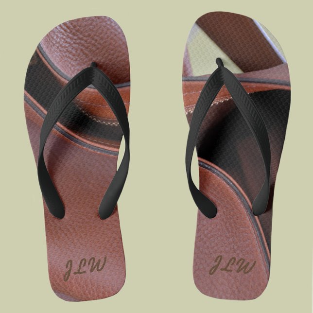 Unzipped Leather Personalised with Initials Thongs (Creator Uploaded)
