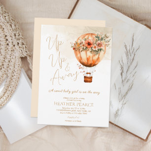 Up and Away Boho Hot Air Balloon Baby Shower Invitation