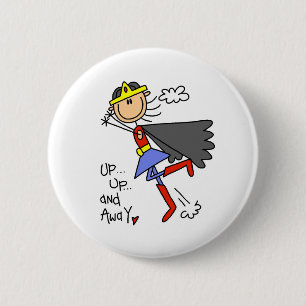 Up and Away Girl Hero 6 Cm Round Badge