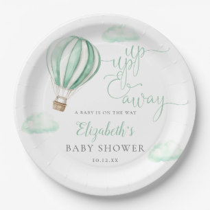 Up And Away Hot Air Balloon Neutral Baby Shower Paper Plate