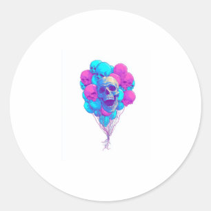 Up and Bone � Funny Floating Skull Classic Round Sticker