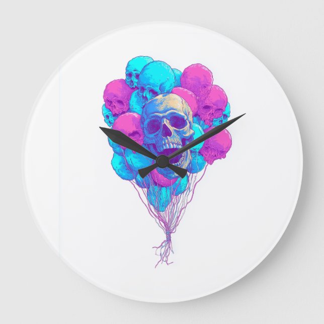 Up and Bone � Funny Floating Skull Large Clock (Front)