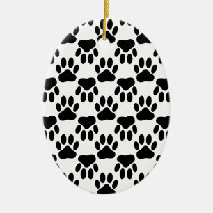 Up And Down Dog Paw Prints Ceramic Ornament