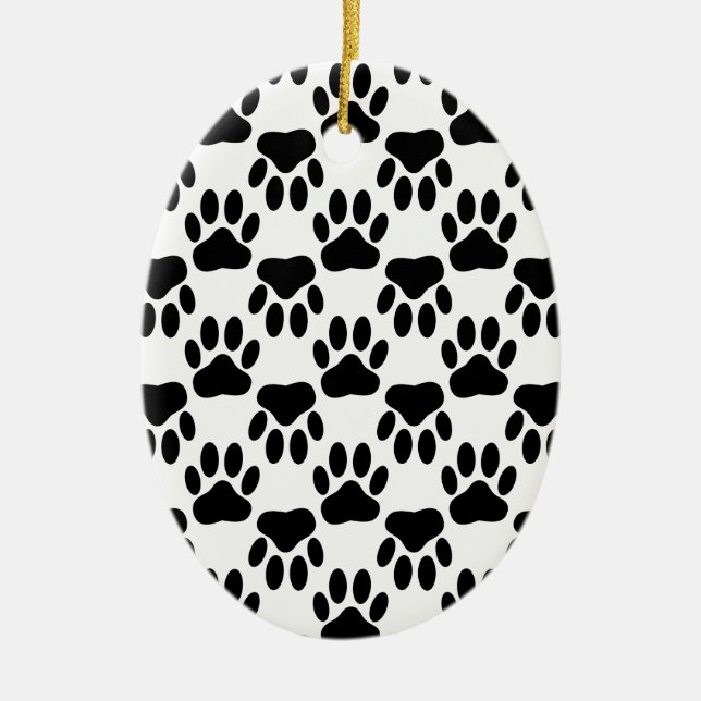 Up And Down Dog Paw Prints Ceramic Ornament (Front)