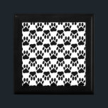 Up And Down Dog Paw Prints Gift Box<br><div class="desc">Cute cartoon dog paw print pattern in black.</div>