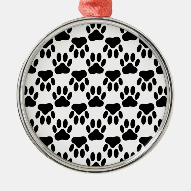 Up And Down Dog Paw Prints Metal Tree Decoration (Front)