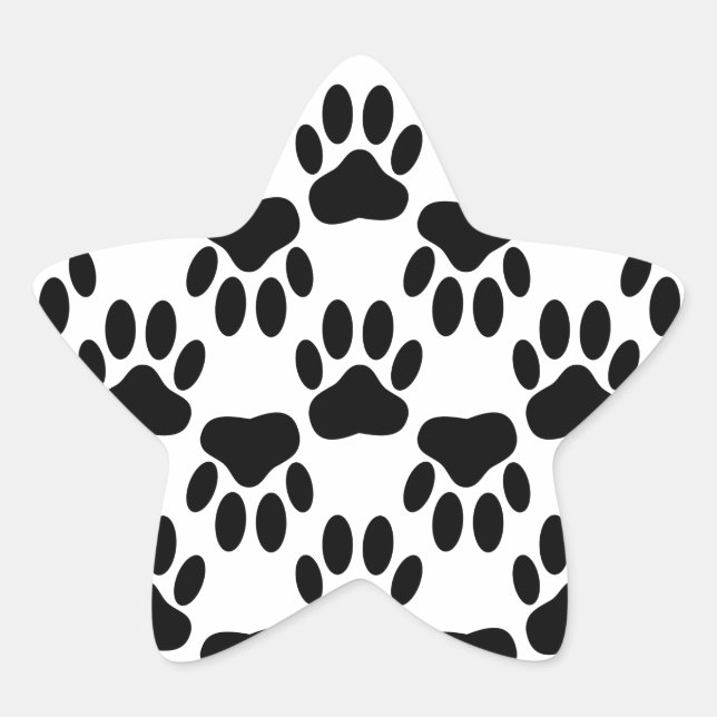 Up And Down Dog Paw Prints Star Sticker (Front)