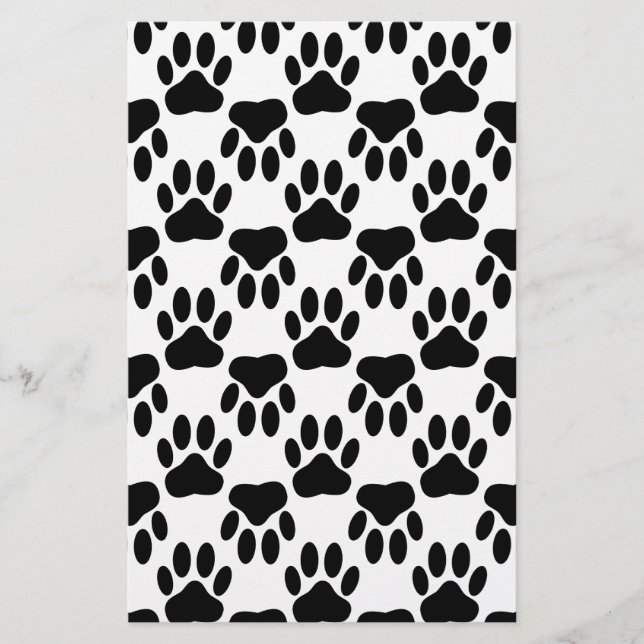 Up And Down Dog Paw Prints Stationery (Front)