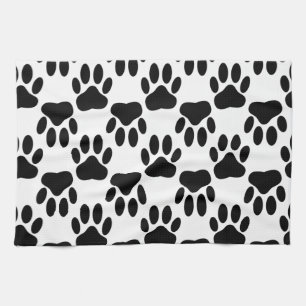 Up And Down Dog Paw Prints Tea Towel
