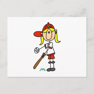 Up at Bat Girl Baseball Player Tshirts Postcard