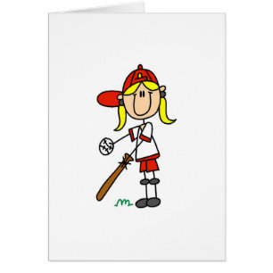 Up At Bat Girl Stick Figure Baseball Gifts
