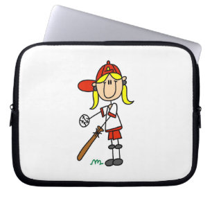 Up At Bat Girl Stick Figure Baseball Gifts Laptop Sleeve