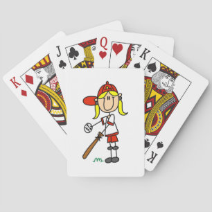 Up At Bat Girl Stick Figure Baseball Gifts Playing Cards