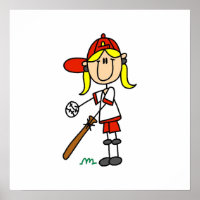 Up At Bat Girl Stick Figure Baseball Gifts