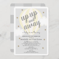 Up Away Hot Air Balloon Yellow Baby Shower by Mail