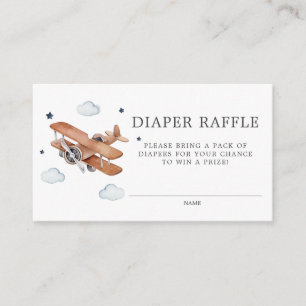 Up & Away Watercolor Aeroplane Diaper Raffle Enclosure Card