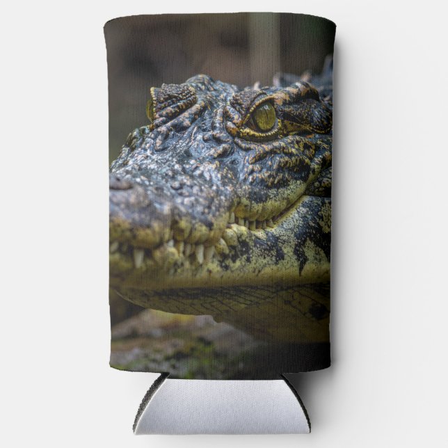 Up-close crocodile seltzer can cooler (Front)