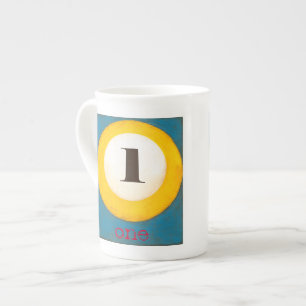 Up Close Painting of Number One Pool Ball Bone China Mug