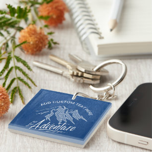 Up For Adventure Mountains White ID358 Key Ring